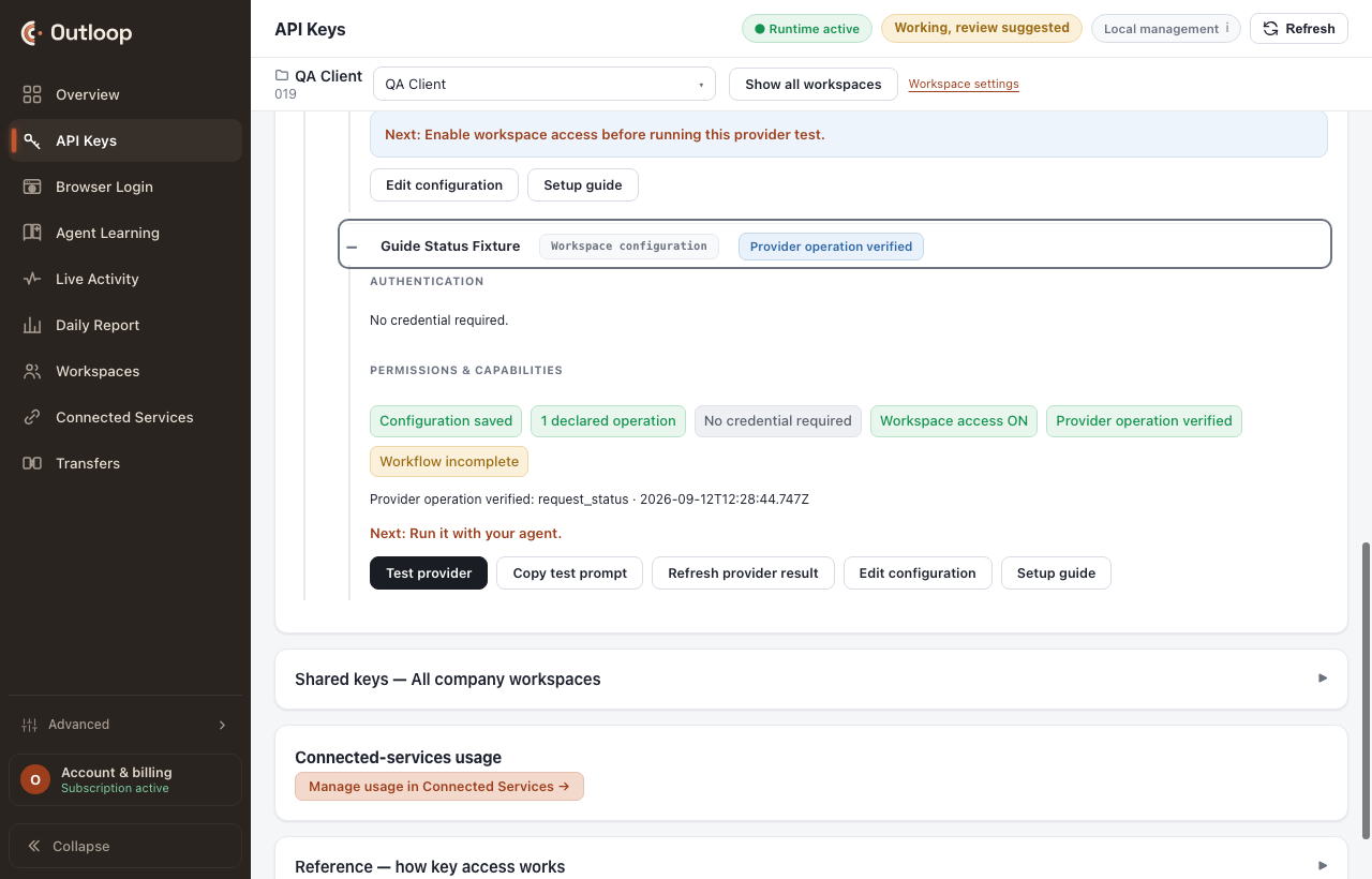 A verified provider operation