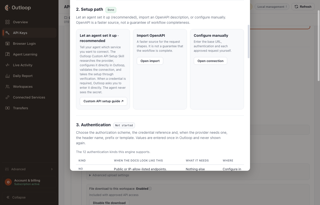 The in-product card that hands setup to the Setup Skill